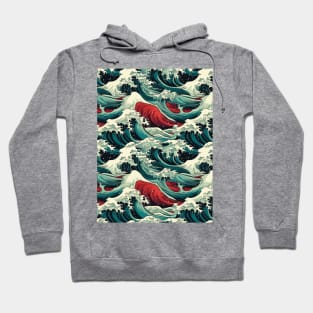 Ephemeral Crests: Hokusai Waves Reimagined Hoodie